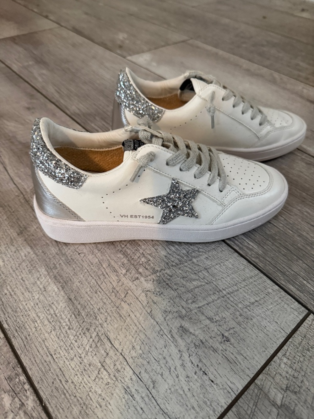 Vintage Havana White Sneakers with Silver Glitter Star